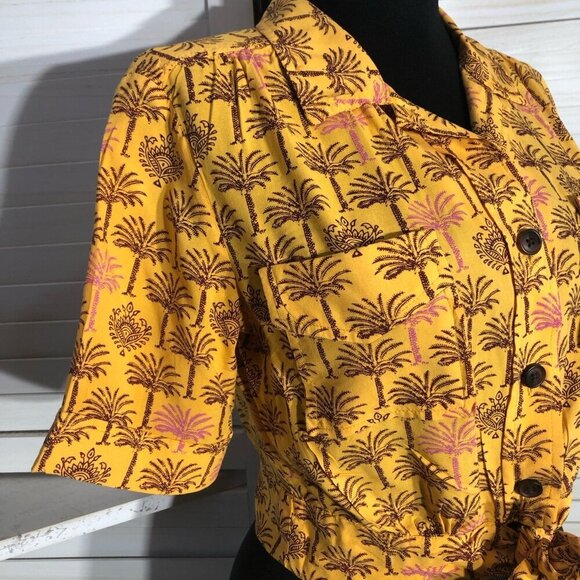 Urban Outfitters Hawaiian Crop Top Tropical Palm Print Small - Picture 7 of 12